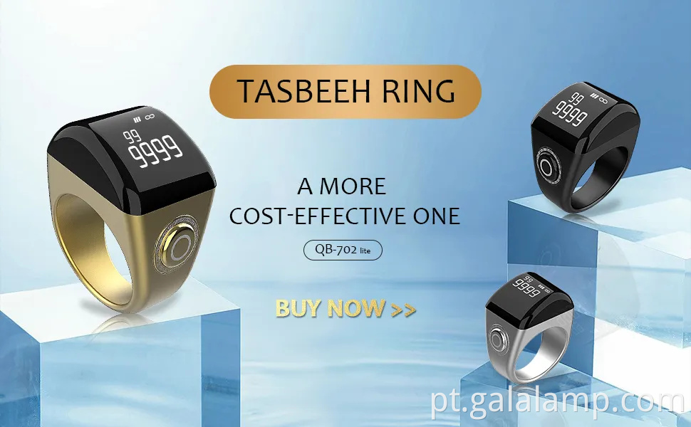 Anéis digitais inteligentes Tasbih - balcão de oração à prova d'água com tela OLED